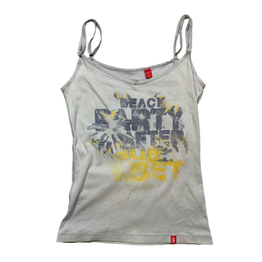 Y2K edc by Esprit Vintage Graphic Cami Tank Top Grey Beach Party XS